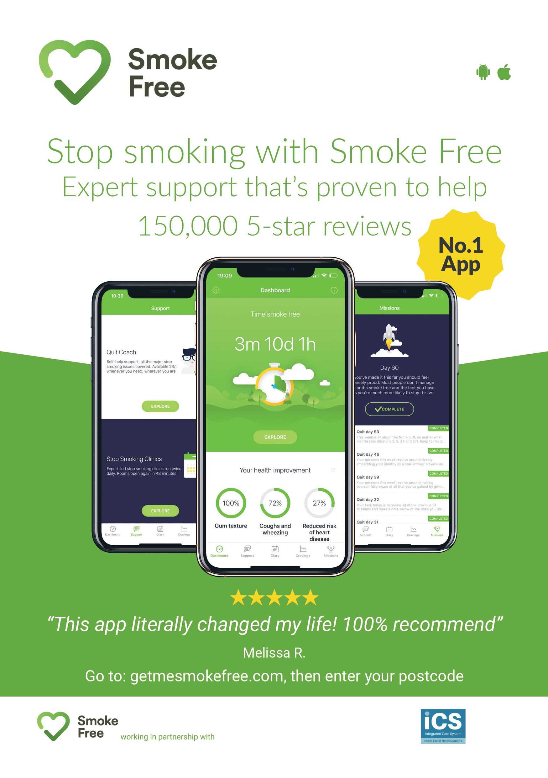 Smoke free app information